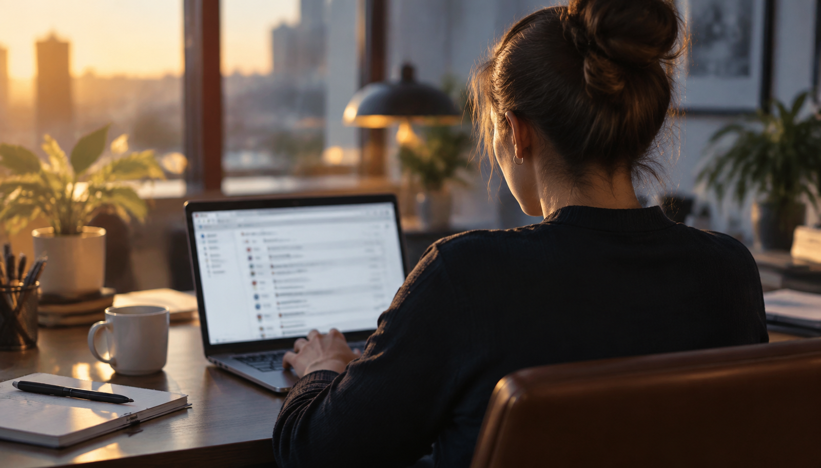 Pessoa abrindo e-mails de marketing no notebook
